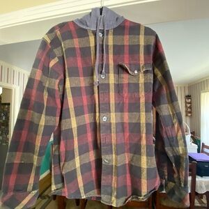 Billabong Plaid Flannel Shirt with Hood